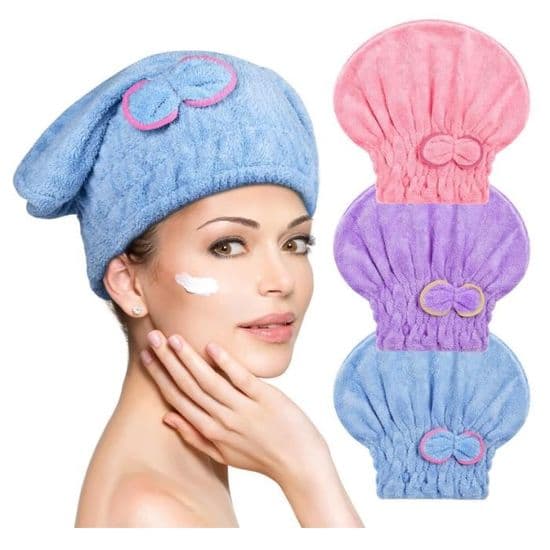 Handduksmössa - 3-pack - Mikrofiber - Superabsorberande - Maskintvättbar