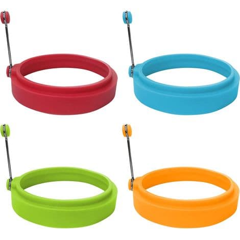 Eggringer i silikon av matkvalitet, flerfarget, bakeformer for egg, pakke med 4, 10 cm.