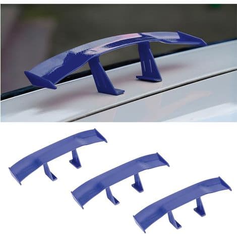 3 stk. Mini Bilspoiler, Multifunktionel Bilhalevinge, Universal Mini Spoiler Vinge, Ingen Boring Kulfibertekstur til Dekoration (Blå)