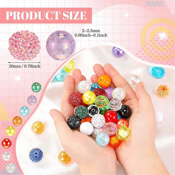 100 st 20 mm Pärlor för Pennor Strasspärlor Bubblegum Pärlor