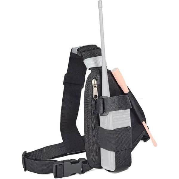 Brystsele til walkie-talkies - PZCC - Sort - Justerbar rem - Holdbar polyester - Kompakt