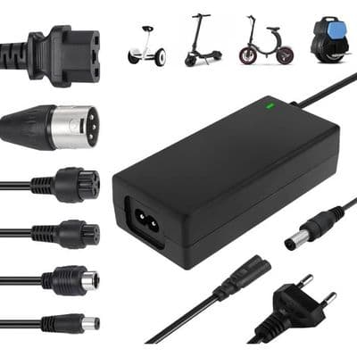 Elektrisk løbehjuloplader, 42V/36V 2A Hoverboard-oplader, Universal batterioplader med 6 stik til M365 E-løbehjul