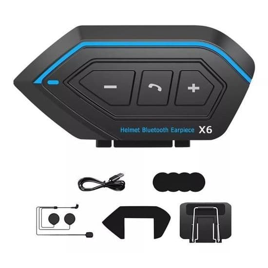 Motorcykel Bluetooth 5.0 Intercom, Bluetooth Headset Kit för Motorcykelhjälm Intercom - Blå/Svart