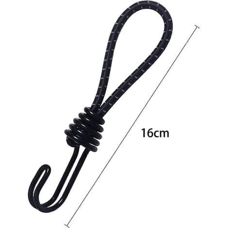 Elastiske bungee-snore, elastiksnor, kraftig elastiksnor med krog, stødsikker metalkrog, elastiksnor til camping, telte, bagage 1
