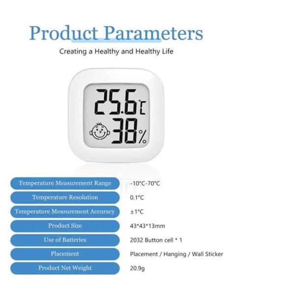 Termometer Hygrometer - Mini LCD - Indendørs - 3 Stk - Alsidig Anvendelse