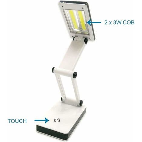 Mobil COB LED-lampe, foldbar bordlampe med 3 lysstyrkeniveauer