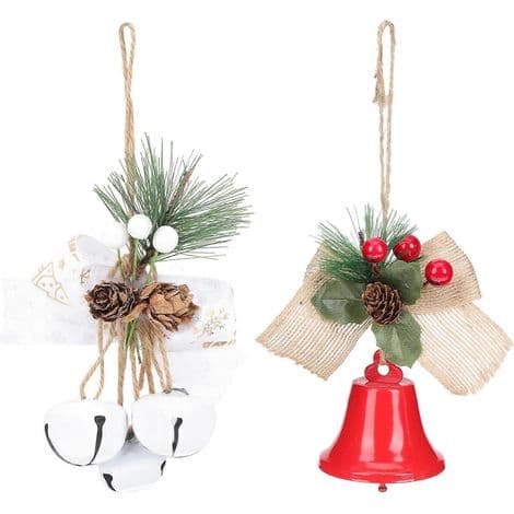 Sæt med 2 DIY juleklokkeophæng - 19x8cm - Hvid