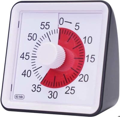 Visuel analog timer, lydløs nedtællingstimer, tidsstyringsværktøj til børn og voksne (sort)