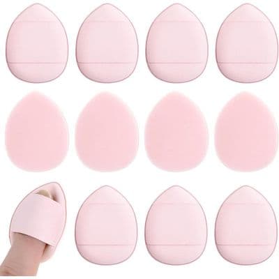 Sæt med 12 mini dråbeformede makeupsvampe til foundation, våd og tør makeup til kvinder og piger (pink)