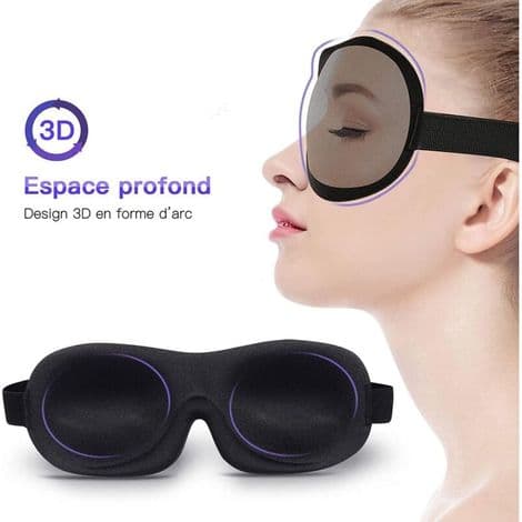 3D anti-lys sovemaske for menn og kvinner (svart)