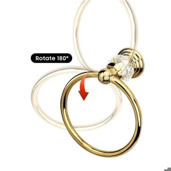 Guld kristall handduksring, Guld badrumshandduksring, Handduksring för badrum