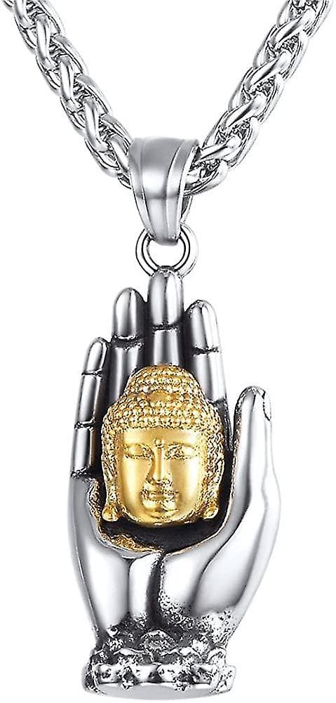 Buddha Halskæde Hånd Vedhæng Drenge Rustfrit Stål Kæde Held og Lykke Buddhisme Acsergery Gave
