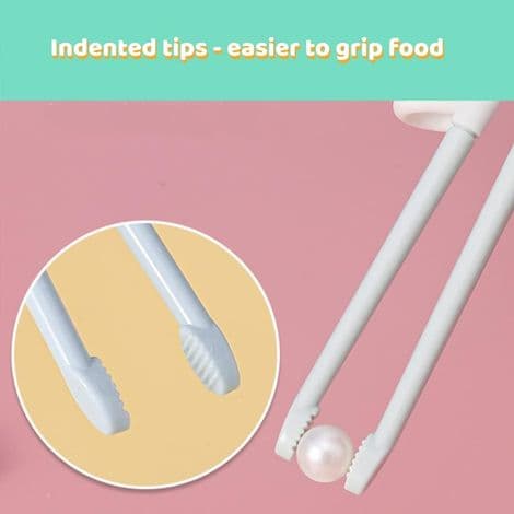 Par med læringsspisepinner for barn, sklisikre tupper og justerbar fingerstøtte