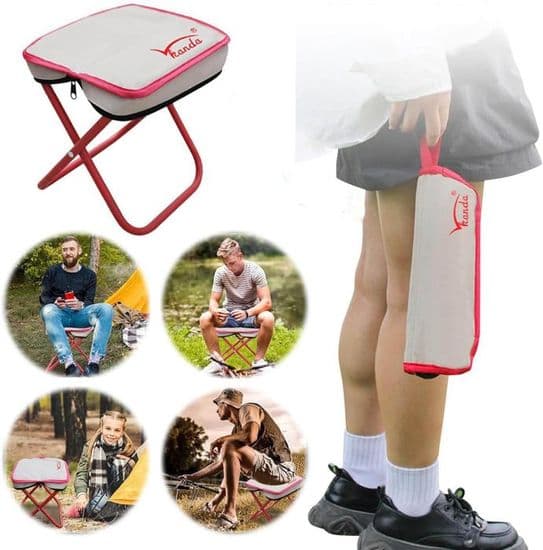 Campingtaburet - BEIJIYI - Mini sammenklappelig bærbar taburet - Letvægt - Rød - Bæreevne 80 kg
