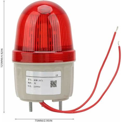 LED Strobe Signallys 220V AC/3W, LED Blinkende Forlygte Advarselslampe, Boltemontering, 75mm Diameter
