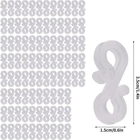 100 stk S-formede takrenneklemmer, plastkroker for julelys (B)