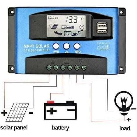 40A MPPT Solar ladekontroller, 12V 24V USB Solcellepanel Batterikontroller Intelligent Batteriregulator med LCD-skjerm (40A)