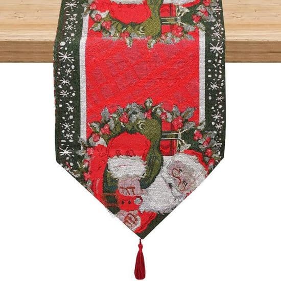 Broderet juledug - ZGEER - Rød bordløber - 13 x 71 tommer - Vaskbar - Rektangulær