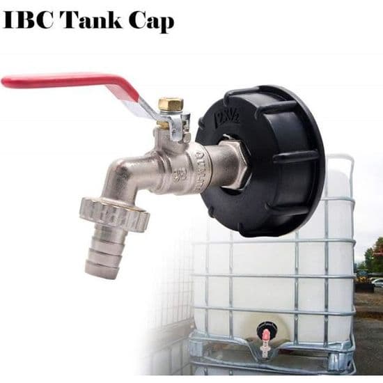 IBC-adapter S60X6 Tanklokk med messingkran og 1/2\" hurtigkobling