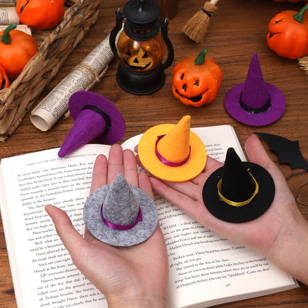Halloween Mini Troldmands-/Heksehat Hovedbeklædning – Håndlavet Cosplay Tilbehør (4-delt sæt)