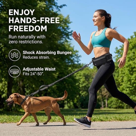 Justerbart hundlöparbälte med sprintskyddsbälte och vattenflaskficka