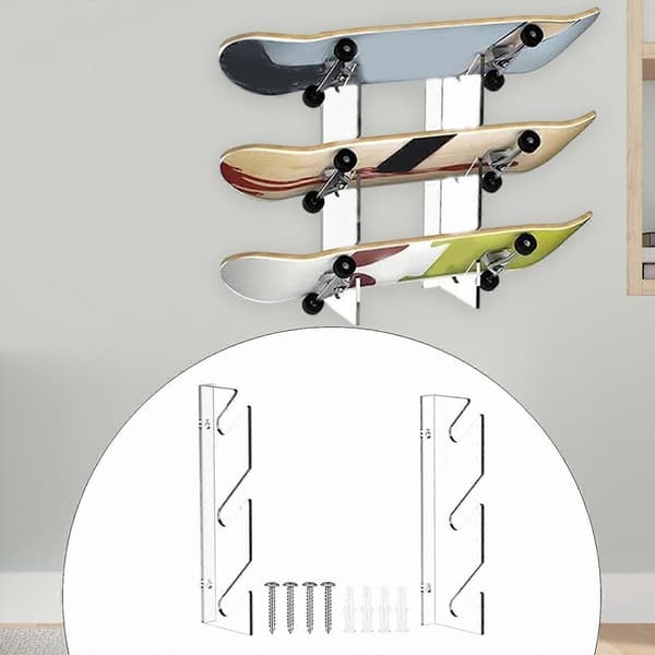 Skateboardställ för väggmontering för garage, snowboard- och skateboardförvaring