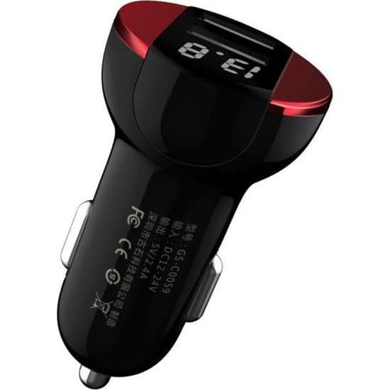 Biloplader - SNAKIOX - 2 USB-porte - Aluminiumslegering - LED Digital Voltmeter - Hurtig opladning