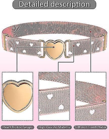 3 stk. jentebelte, elastisk stretchbelte for barn, justerbart stretchbelte, elastisk hjertebelte for barn