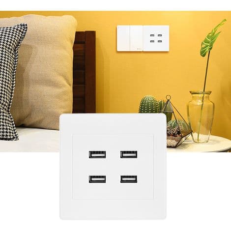 4-portars USB 5V vägguttag - AC-laddare för kontor och hem (110-250V)