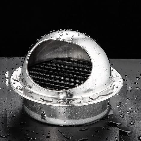 Rund 120 mm ventilationsrist i rustfrit stål, vejrbestandig, til emhætte, vægdæksel, luftudsugning