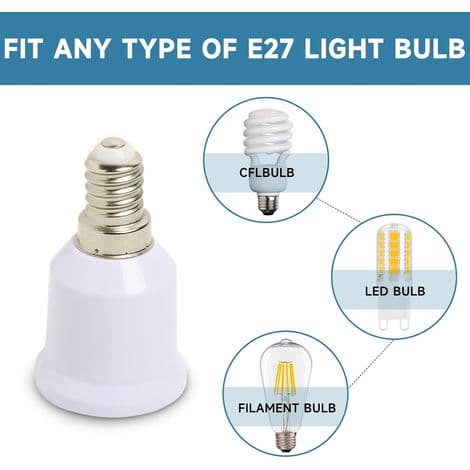 Sæt med 6 E14 til E27 fatningsadaptere, praktisk konverter til LED-, gløde- og halogenpærer, E14 til E27 fatningsadapter, nem at bruge