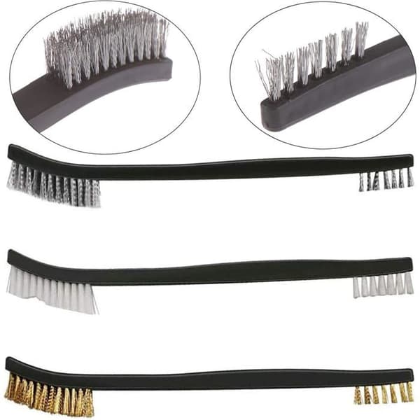Sett med stålbørster - Krokrensebørster - Rustfritt stål - Messing - Nylon