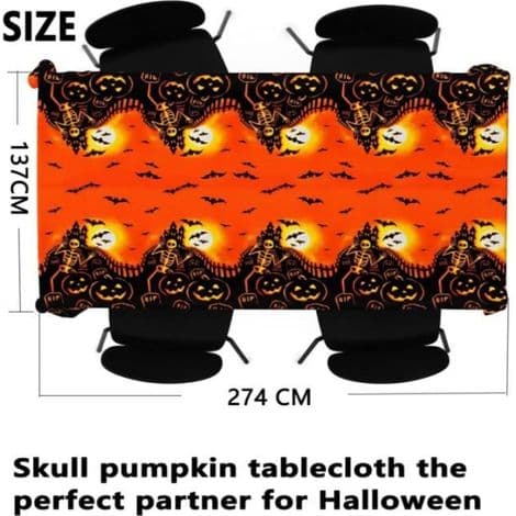 Halloween duk - Dekor - 137 x 274 cm - Oransje - Vanntett - Skumle mønstre
