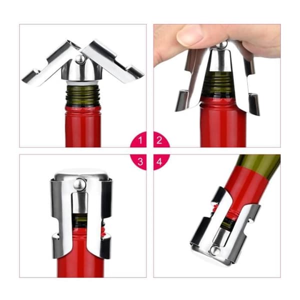 Flaskproppar - Ej specificerat - 4-pack - Rostfritt stål - Vakuumförseglade - Bevarar smaken