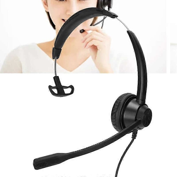 Telefonheadset Monaural Hörlurar med Mikrofon för Callcenter Telemarketing