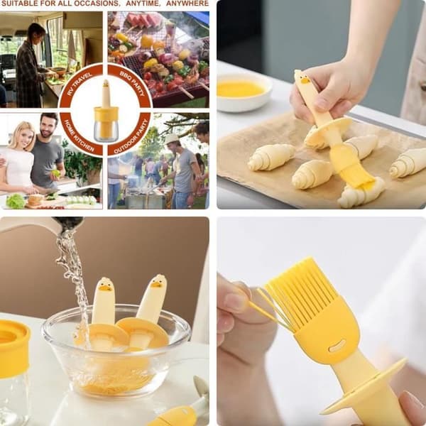Silikoneoliepensel - Køkken - 2 i 1 - Glasoliedispenser - Varmebestandig - Orange