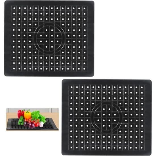 Køkkenvaskemåtte - 2 Stykker - TPR Gummi - 31,4 x 26 cm - Sort