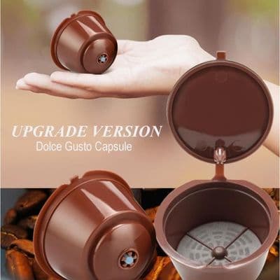 Genopfyldelige og genanvendelige kaffekapsler til Nescafé Dolce Gusto, forbedret version, 6-pak - Cremamarrón