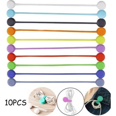 Magnetiske kabelbindere - Silikone kabelclips - 10 stk.