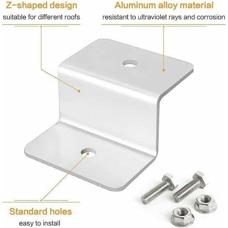 Z-formet solcellepanel, 8-delt aluminium solcellepanel monteringsbrakett egnet for bobiltak, solcellepanelmontering har en Z-formet design (med 16 mutter