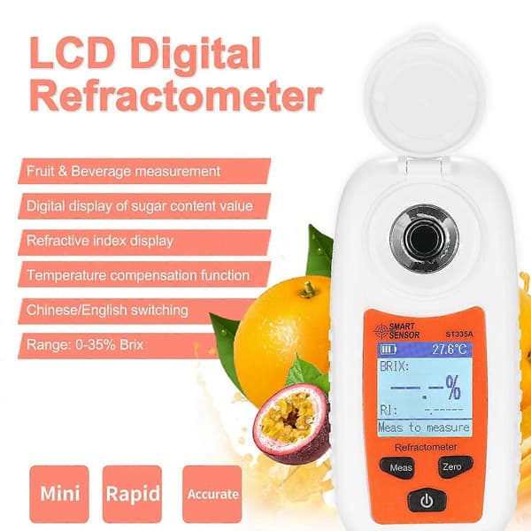 SMART SENSOR ST335A Digitalt Refraktometer ATC Sukkerprocent Tester 0-35% Sukkerkoncentrationsdetektor