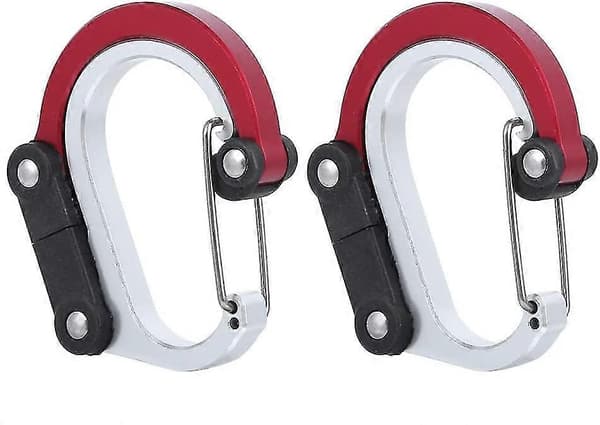 Aluminiumlegering Spänne Ring Multifunktionell Snabbhängande Extern Spänne Utomhusresor Med D-typ Spänne Ring (röd) (2st)