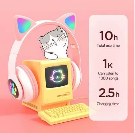 Katteøre headset trådløse katte Bluetooth-hodetelefoner