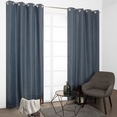 ANDRE Termisk gardin, Chambray blå B.135 x H.240 cm