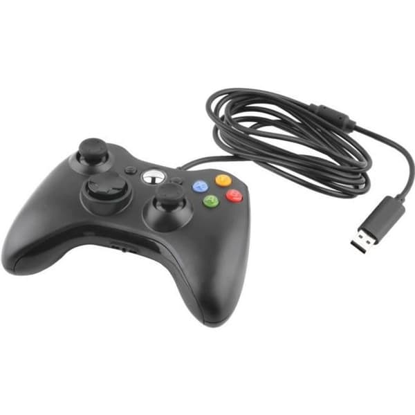 Kablet USB-kontroller for Microsoft Xbox 360, PC/Windows spillkontroller, svart
