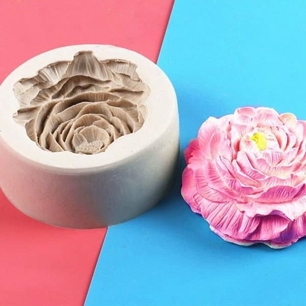 Pionblomstformet stearinlysform, pion-bikakelysformer, pionblomstformet silikonform