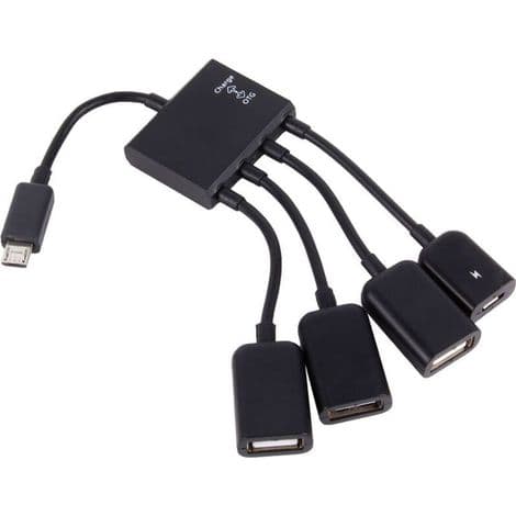 4-ports Micro USB OTG Hub Adapter til Android Tablets og Smartphones – Kompakt Kabel med Forstærket Stik