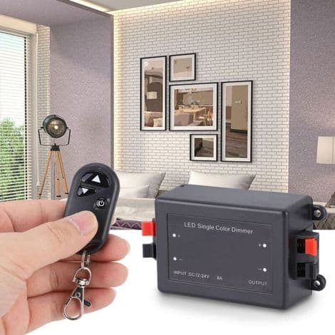 12-24V Trådløs RF Fjernkontroll - 3-knapps Dimmer for Monokrom LED-stripe, Mini Ergonomisk Design - ULISEM