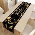 Bordslöpare - Eid Mubarak - Svart - 180x35 cm - Slitstark polyester - Ramadan-dekoration