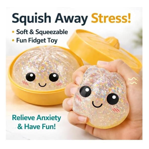 Glitter DumplingSquishy Giant Rainbow Mystery DumplingsSquishy, søde bløde Mystery Dumplings Stressbolde, Squeeze Dough